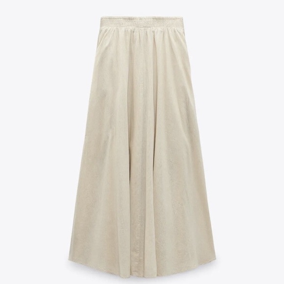ZARA Beige Strapless Linen Dress - Picture 4 of 10